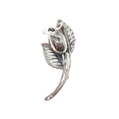 JEWELART 925 Sterling Silver Antique Art Deco Rose Flower Oxidized Pin Brooch