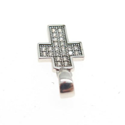 925 Sterling Silver Pave C Z Cross Pendant