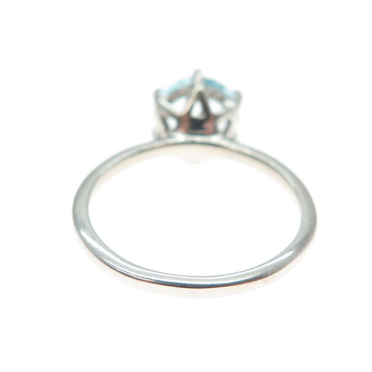 DAZZLERS 925 Sterling Silver Round-Cut Nano Blue Topaz Ring Size 5.25