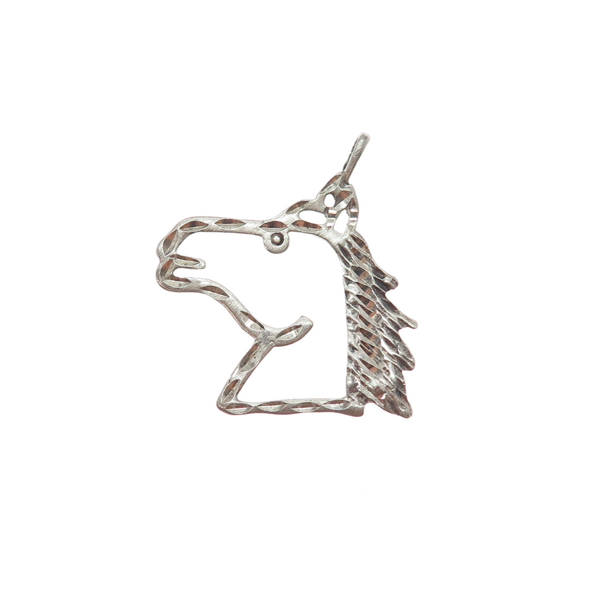 925 Sterling Silver Vintage Diamond-Cut Horse Oxidized Charm Pendant