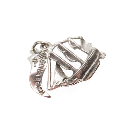Pacific Jewelry Sterling Silver Vintage Virginia Beach Sailing Ship Mini Pendant