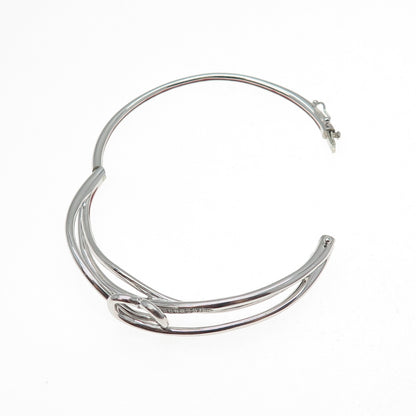 SAI 925 Sterling Silver Round-Cut C Z Heart Crisscross Bangle Bracelet 7"