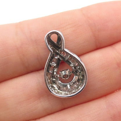 925 Sterling Real Round Tapered Baguette-Cut Diamond Infinity Mini Slide Pendant