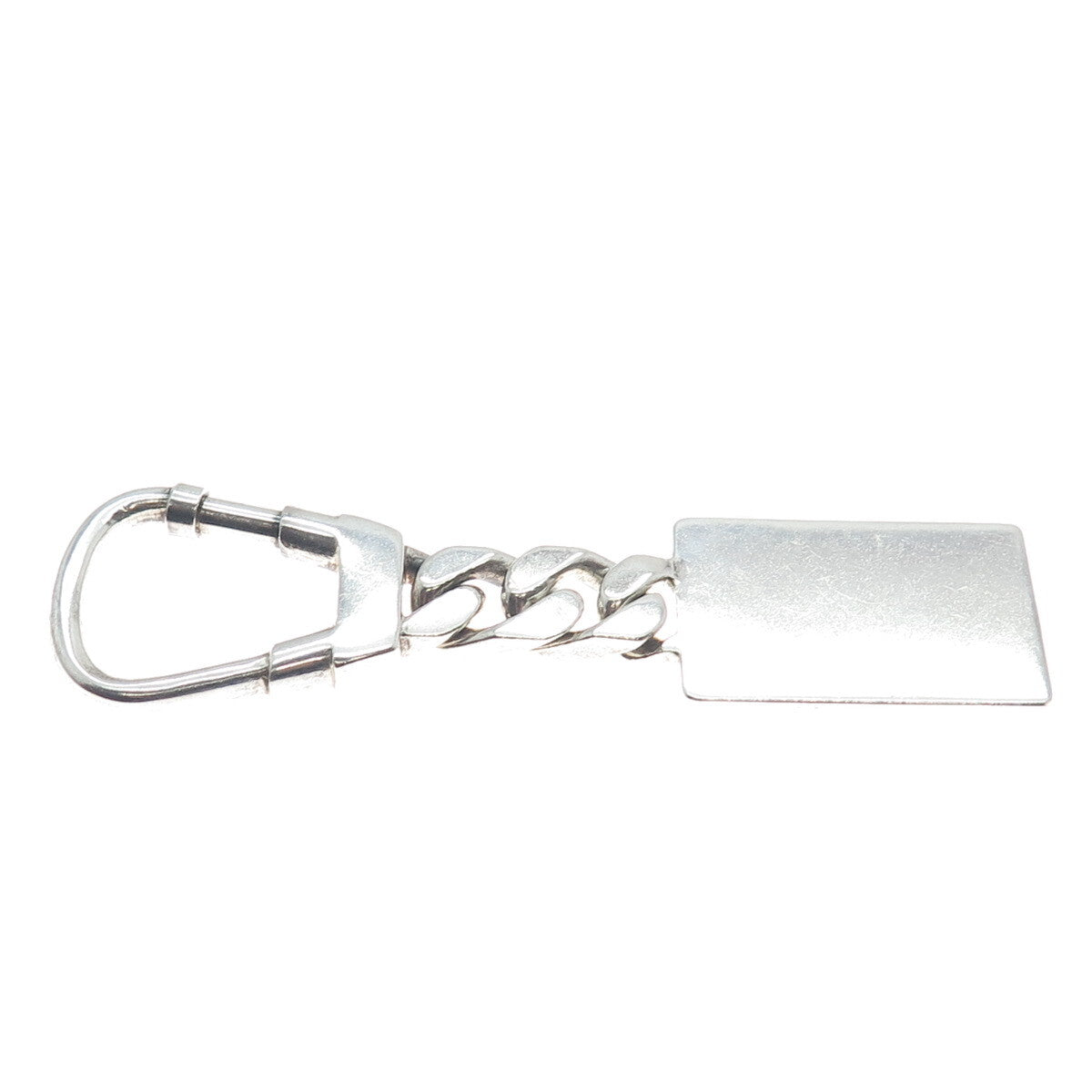 925 Sterling Silver Vintage Italy Engravable Tag Key Ring Fob Chain Holder