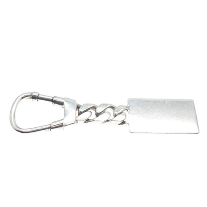 925 Sterling Silver Vintage Italy Engravable Tag Key Ring Fob Chain Holder