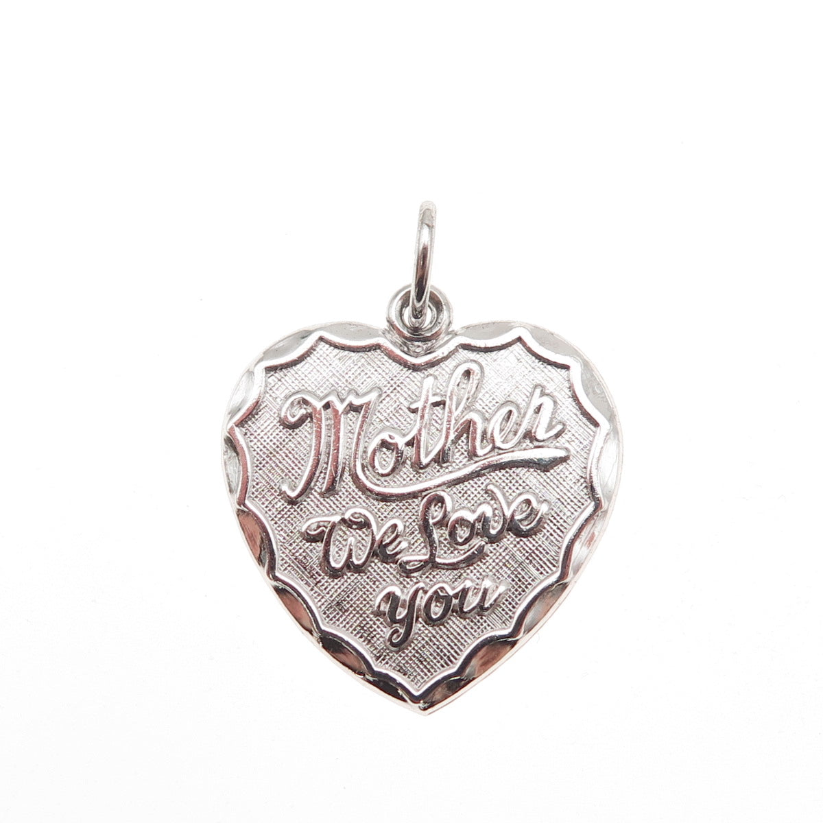 Rembrandt 925 Sterling Silver Vintage Mother We Love You Heart Charm Pendant