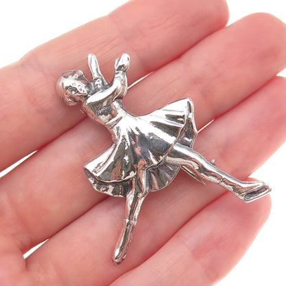 JewelArt 925 Sterling Silver Vintage Ice Skater Oxidized Pin Brooch