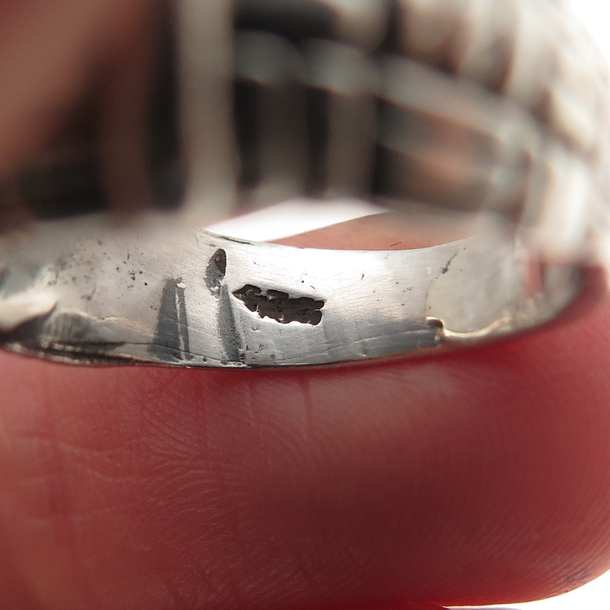 925 Sterling Silver Vintage Modernist Dome Oxidized Ring Size 8