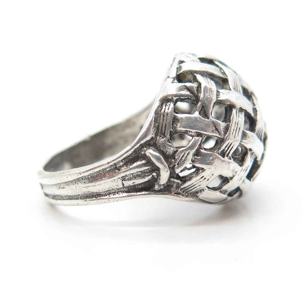925 Sterling Silver Vintage Bell Trading Post Braided Dome Ring Size 6.5
