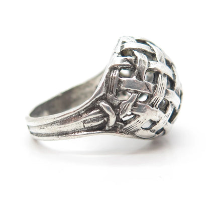 925 Sterling Silver Vintage Bell Trading Post Braided Dome Ring Size 6.5