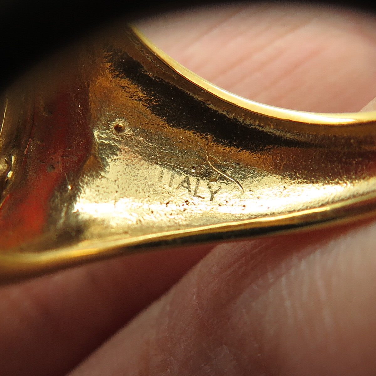 GIOIELLI DI VALENZA 925 Sterling Silver Gold Plated Italy Carnelian Ring Size 6