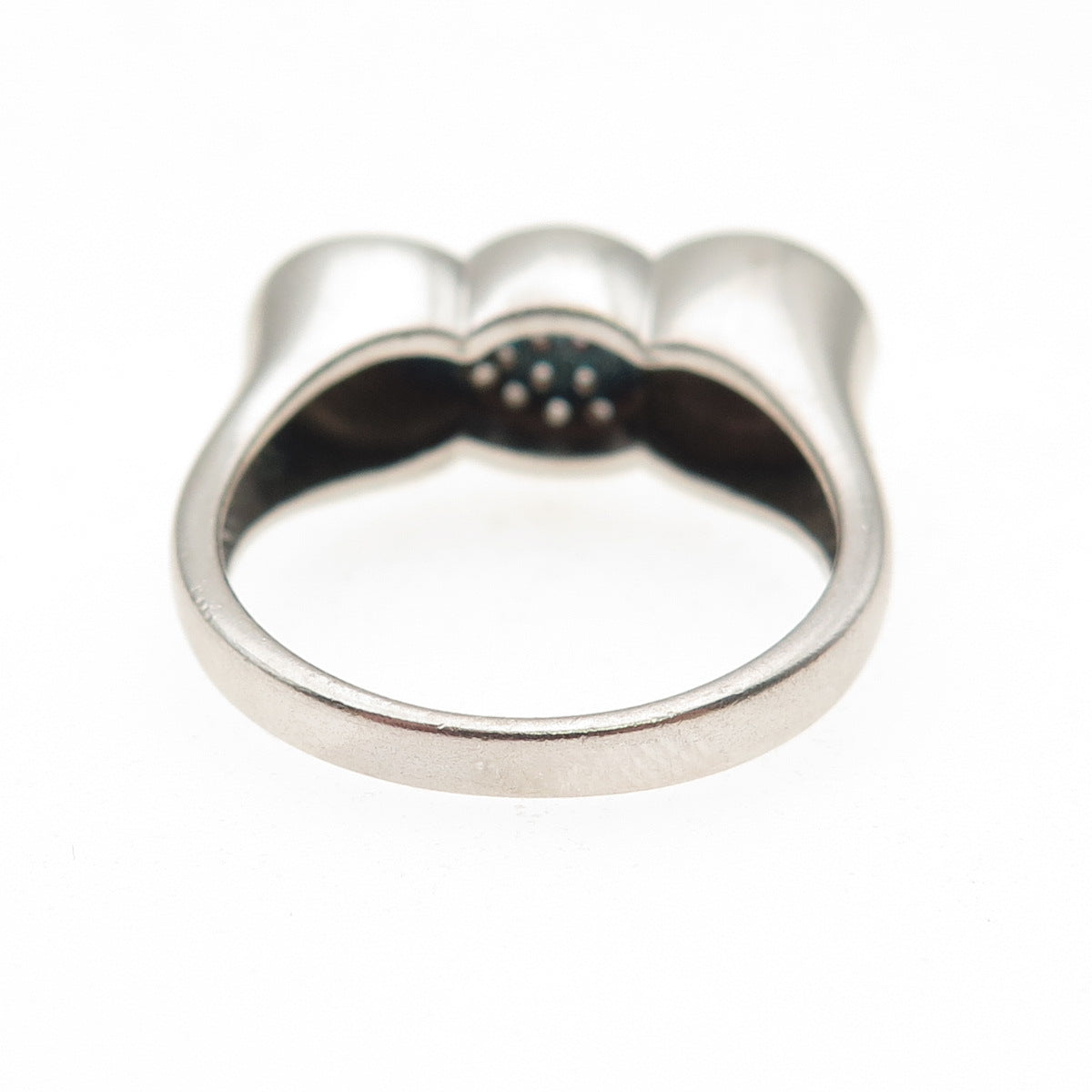 925 Sterling Silver Round-Cut C Z Modernist Overlap Disc Ring Size 9.5
