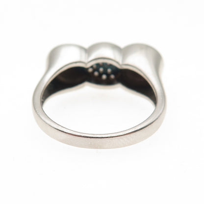 925 Sterling Silver Round-Cut C Z Modernist Overlap Disc Ring Size 9.5