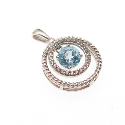 Jane Seymour 925 Sterling Silver Real White & Blue Topaz Charm Pendant