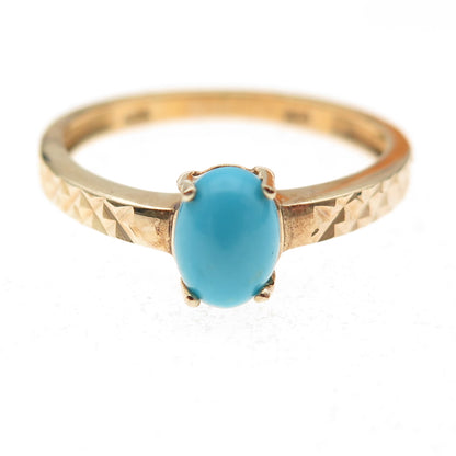 Chuck Clemency Sterling Gold Plated Real Turquoise Diamond-Cut Ring Size 8.25