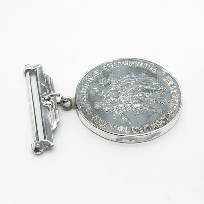 925 Sterling Silver Vintage Canada 1939 1945 Voluntary Service Coin Pin Brooch