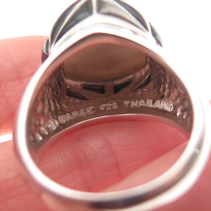 BARSE 925 Sterling Silver Vintage Real Abalone Shell Modernist Ring Size 10