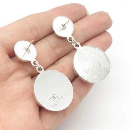 925 Sterling Silver Vintage Mexico Star Dome Dangling Earrings