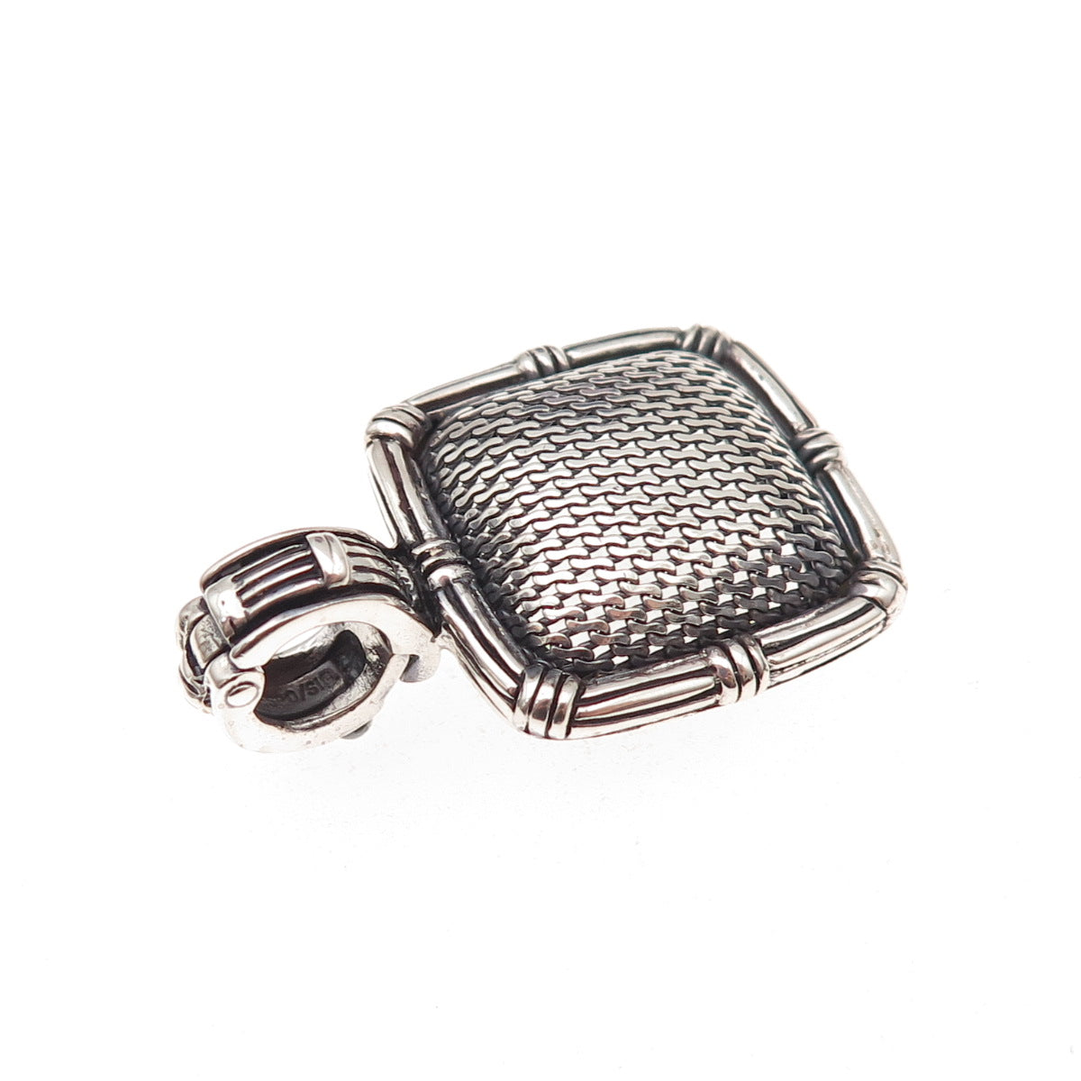 Joseph Esposito 925 Sterling Silver Vintage Mesh Oxidized Charm Pendant