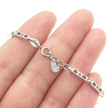 925 Sterling Silver Pave C Z Panel Link Bracelet 7.25"
