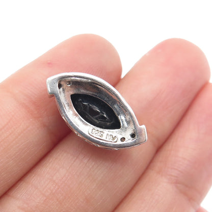 NEVADA 925 Sterling Silver Real Diamond & Black Spinel Minimalist Pendant