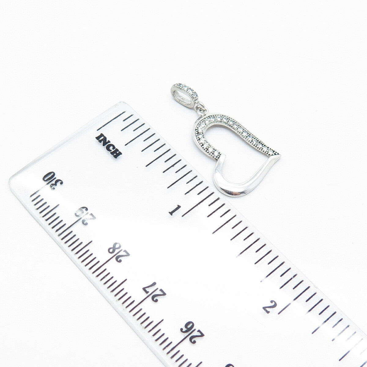 925 Sterling Silver C Z Open Heart Pendant