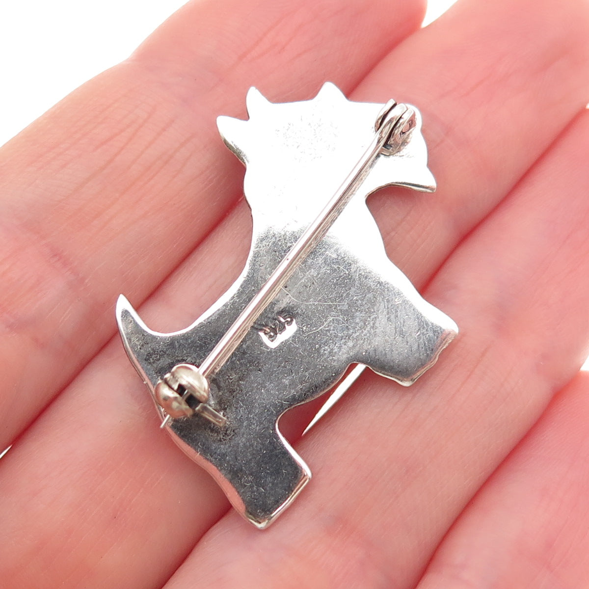 925 Sterling Silver Vintage Scottish Terrier Dog Oxidized Pin Brooch