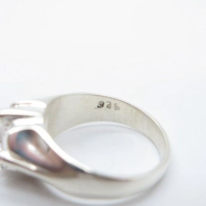 925 Sterling Silver Vintage C Z Heart Ring Size 6.75