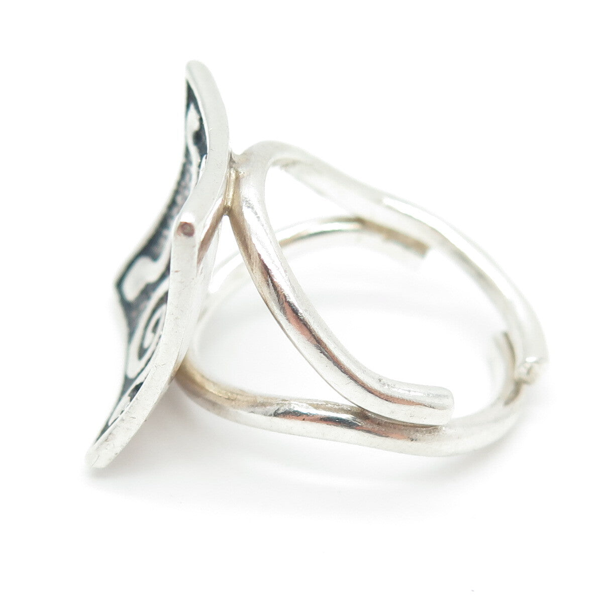 925 Sterling Silver Vintage Tribal Adjustable Ring Size 8.75