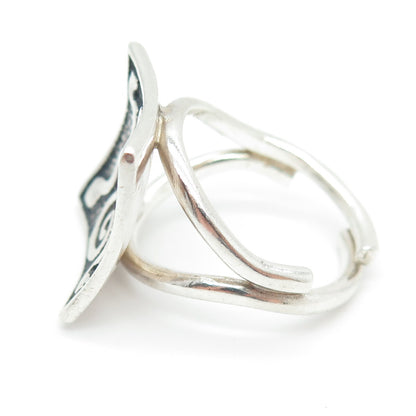 925 Sterling Silver Vintage Tribal Adjustable Ring Size 8.75