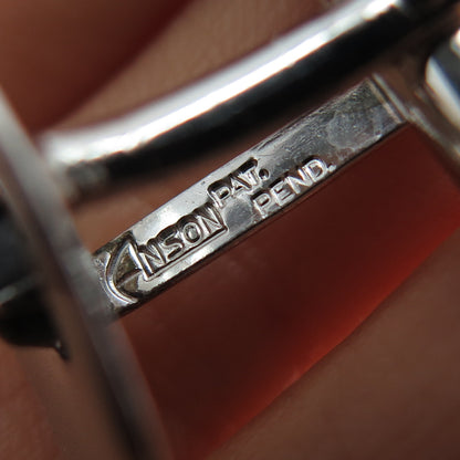 ANSON 925 Sterling Silver Antique Art Deco Real Black Sapphire Cufflinks