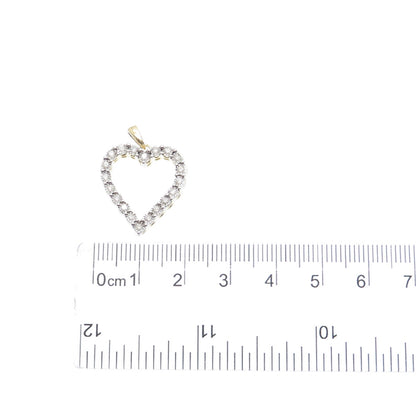 925 Sterling Silver Gold Plated Real Diamond Heart Minimalist Charm Pendant