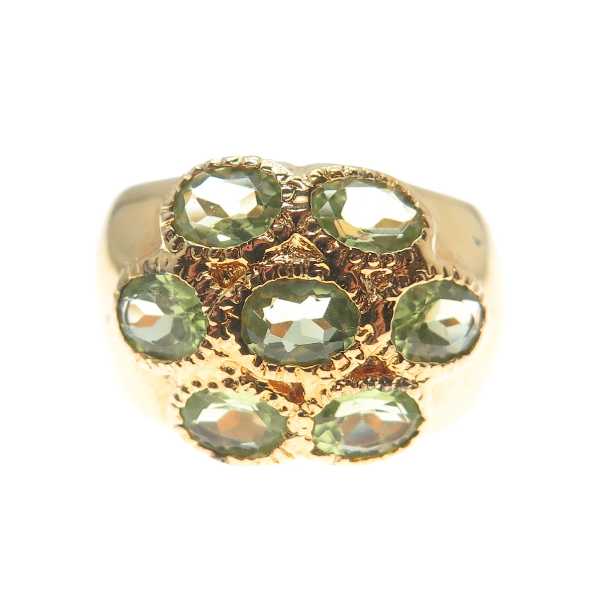 M.R.F. RESOURCES LTD. 925 Sterling Silver Gold Plated Real Peridot Ring Size 5.5
