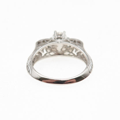 925 Sterling Silver Round-Cut C Z Engagement Ring Size 7.75