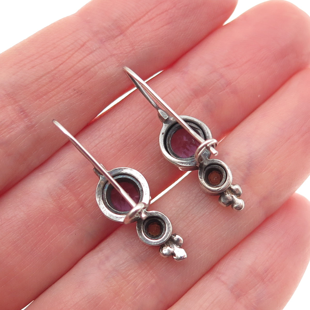 Chateau D’Argent 925 Sterling Silver Vintage Real Amethyst & Peridot Earrings