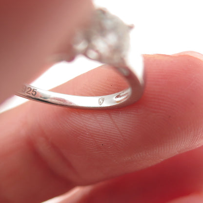 925 Sterling Silver Real Round-Cut Moissanite Engagement Ring Size 6.25