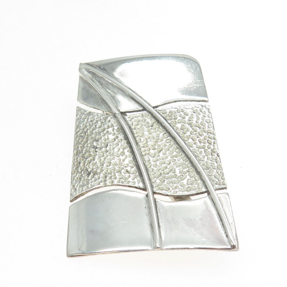 925 Sterling Silver Vintage Modernist Textured Pin Brooch
