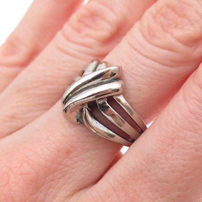 925 Sterling Silver Vintage Modernist Oxidized Ring Size 7