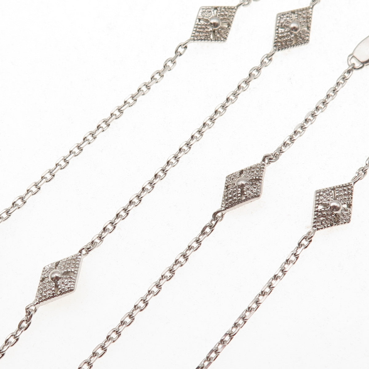 925 Sterling Silver Vintage Station By The Yard Cable Chain Necklace 18"