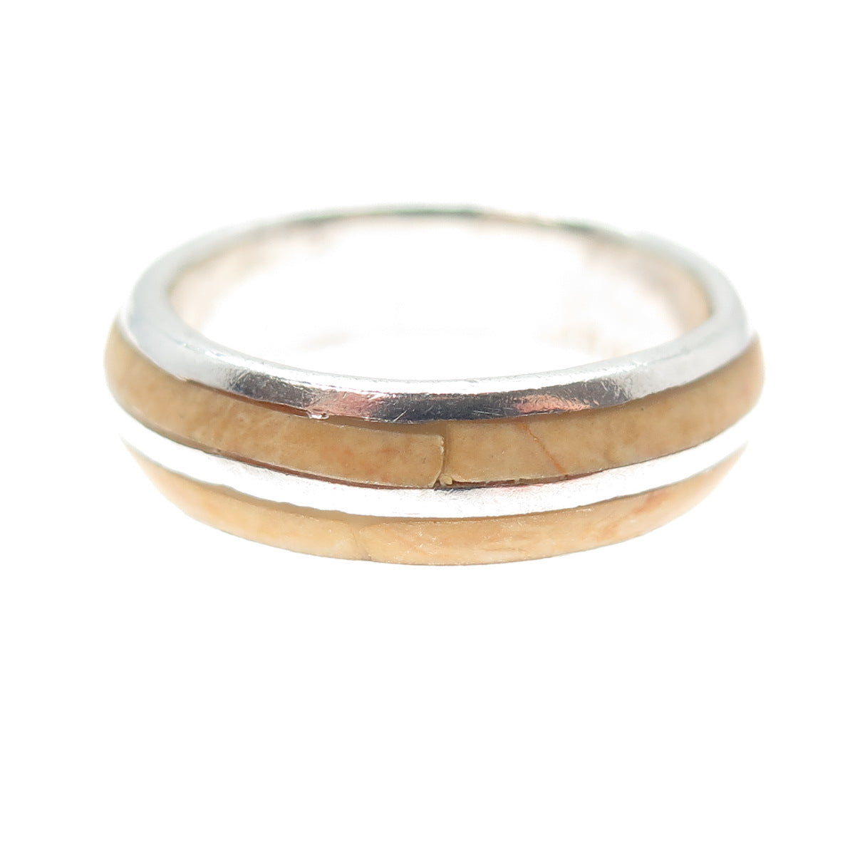 PB PAUL BRACKNA 925 Sterling Silver Vintage Modernist Band Ring Size 8.25