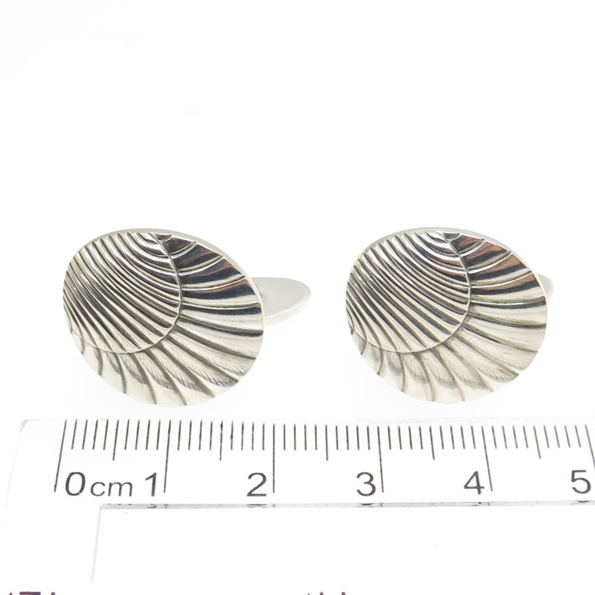 GEORG JENSEN 925S Sterling Silver Vintage Denmark Shell Modernist Cufflinks #66