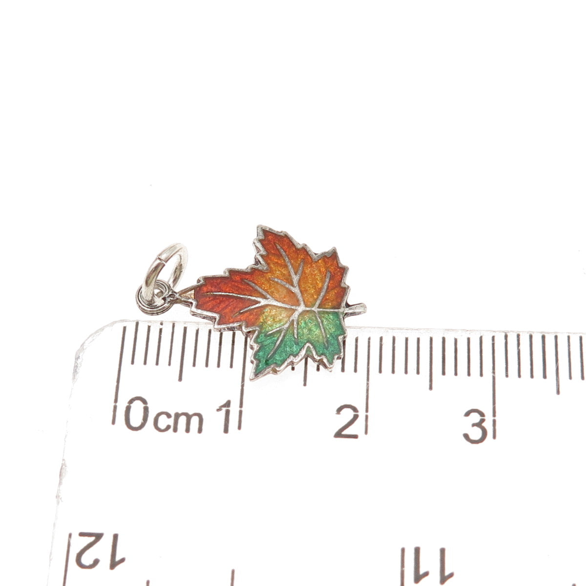 C. Lamond Fils Sterling Silver Antique Art Deco Enamel Maple Leaf Mini Pendant