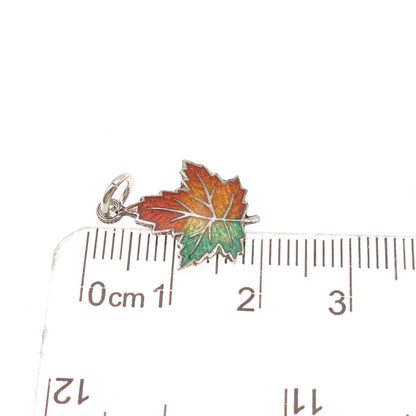 C. Lamond Fils Sterling Silver Antique Art Deco Enamel Maple Leaf Mini Pendant