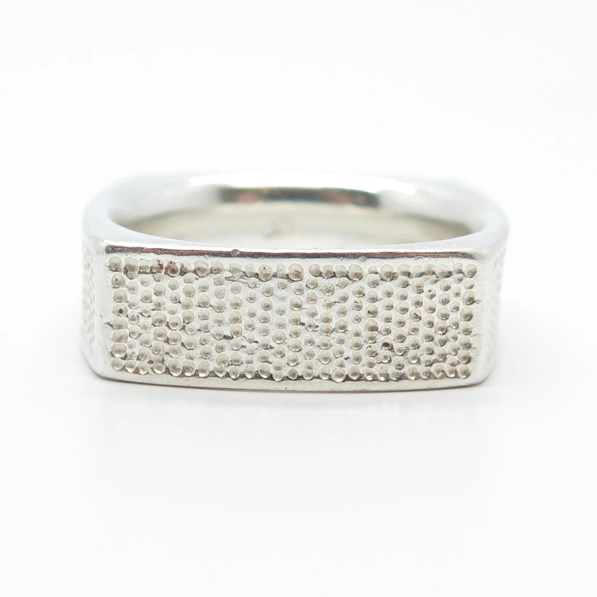 925 Sterling Silver Vintage Versan Dotted Square Ring Size 10