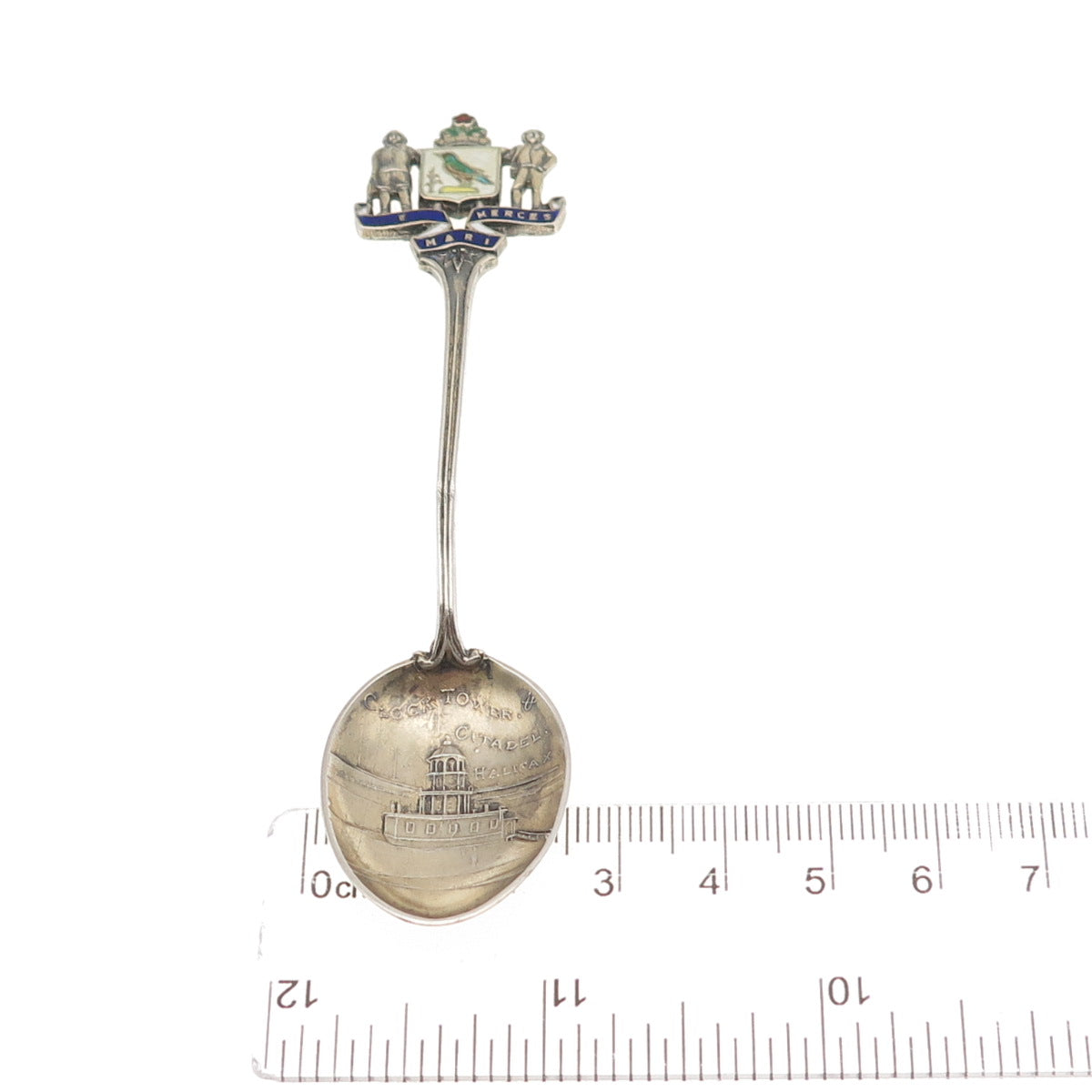 925 Sterling Antique Art Deco Canada Enamel Halifax Clock Tower Coffee Spoon