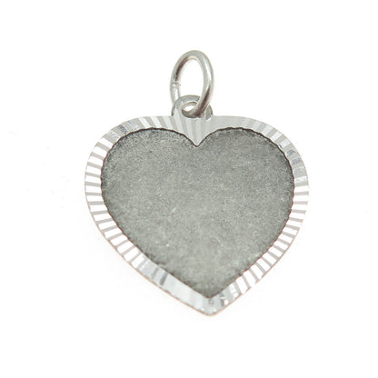 925 Sterling Silver Vintage Italy Textured Heart Pendant