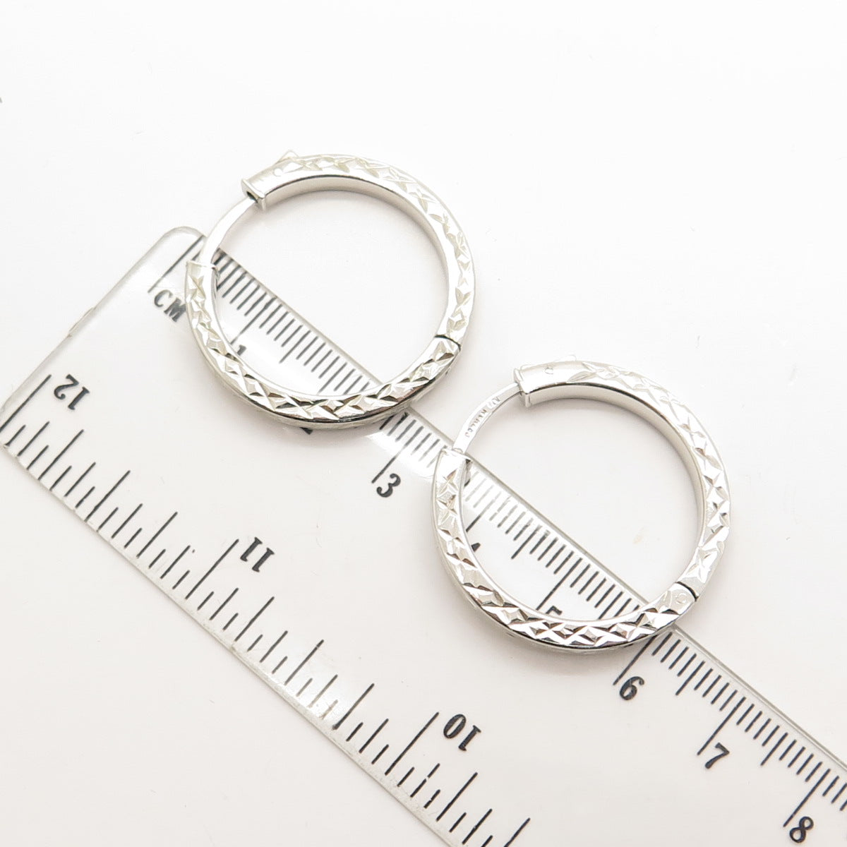 HAN 925 Sterling Silver Engraved Hoop Earrings