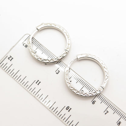 HAN 925 Sterling Silver Engraved Hoop Earrings