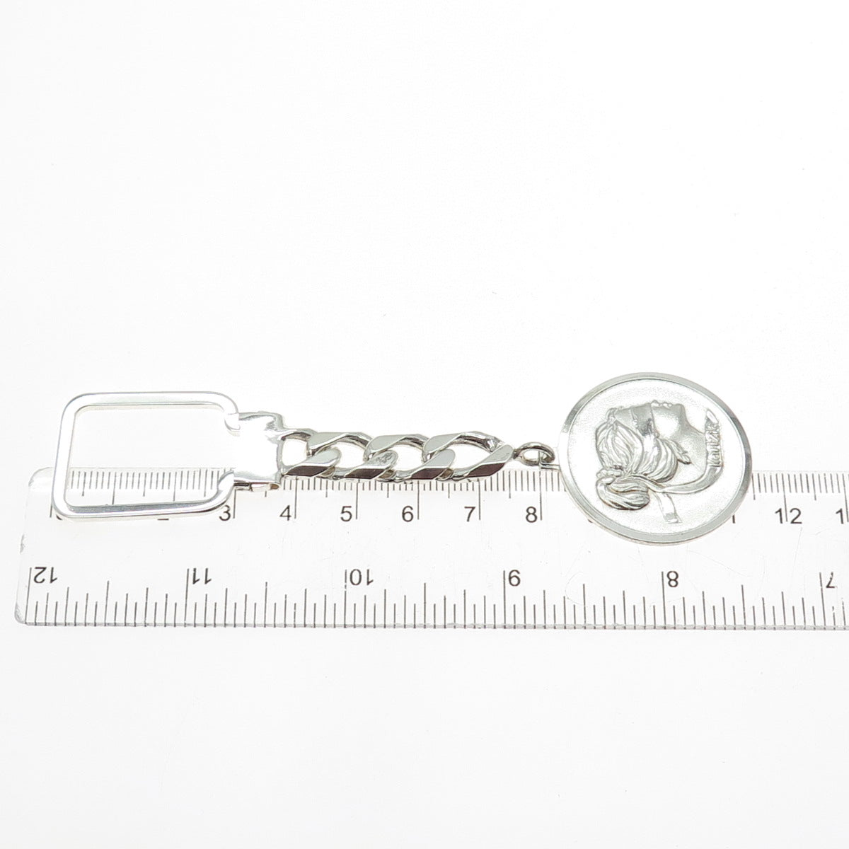 925 Sterling Silver Vintage Italy Karizia SPA Logo Key Chain Fob Ring Holder