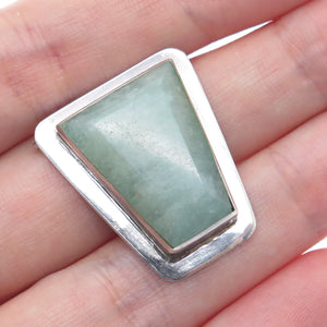 925 Sterling Silver Vintage Real Aventurine Modernist Slide Pendant